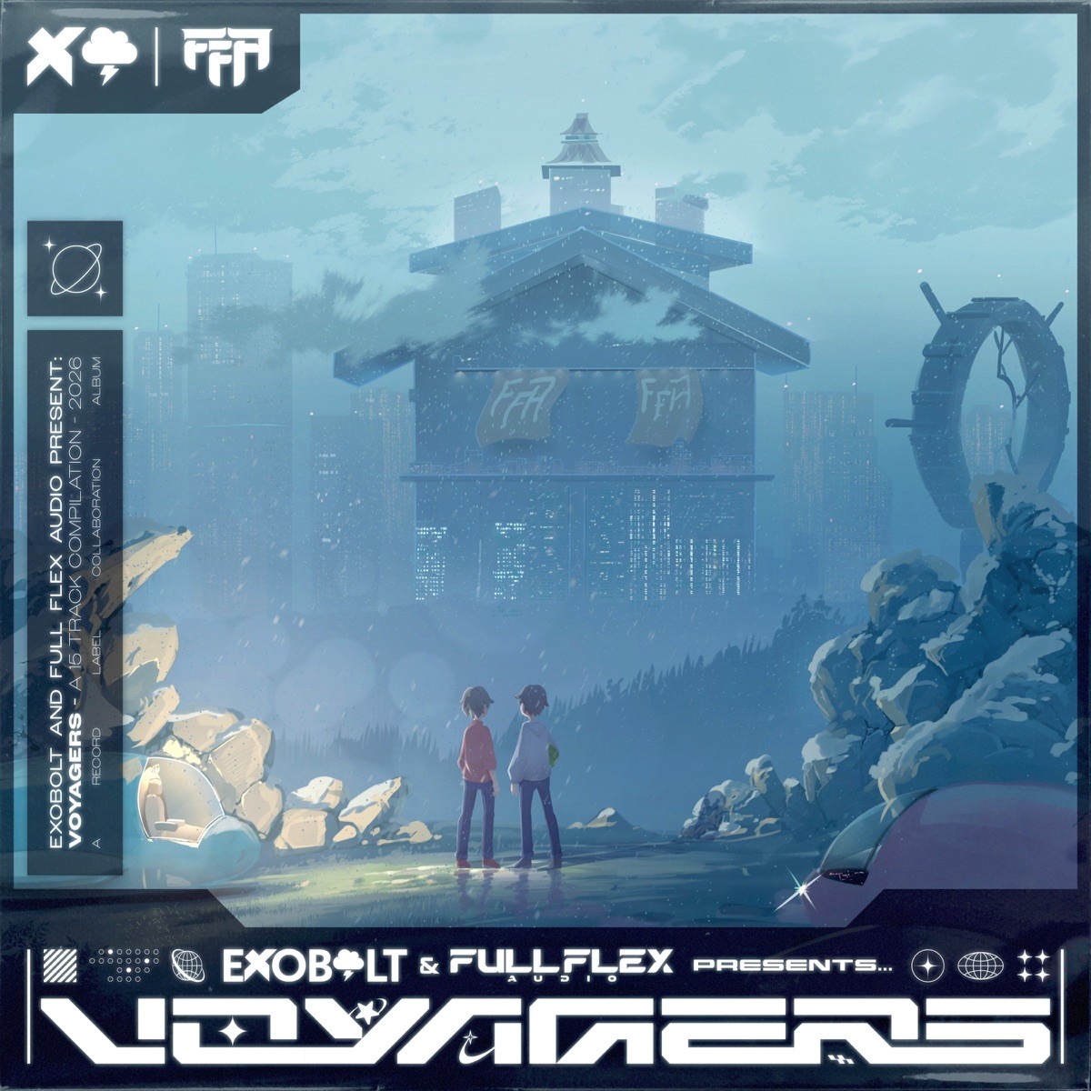 Exobolt & Full Flex Audio Presents: Voyagers release cover
